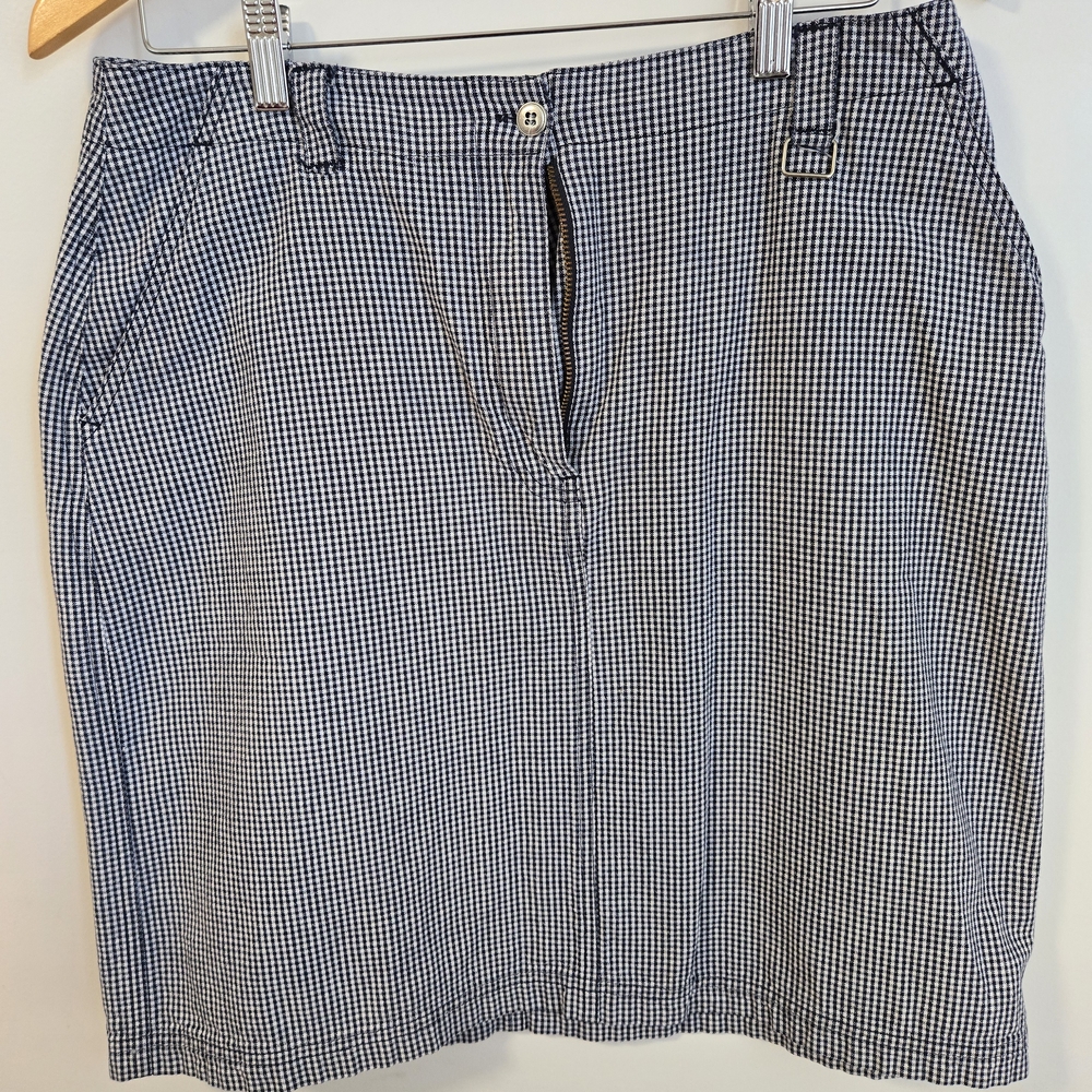 Christopher & Banks Navy and White Gingham Midi Skirt Size 12